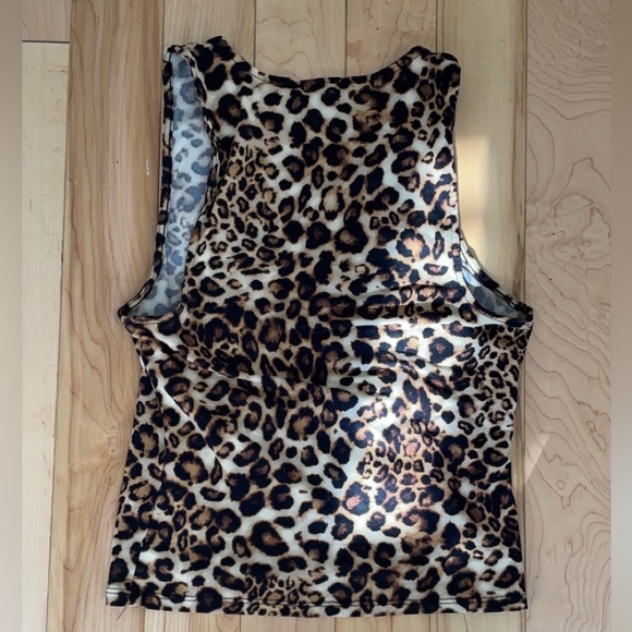 EXPRESS LEOPARD PRINT HIGH NECK TANK IN BROWN PRINT - Picture 2 of 5